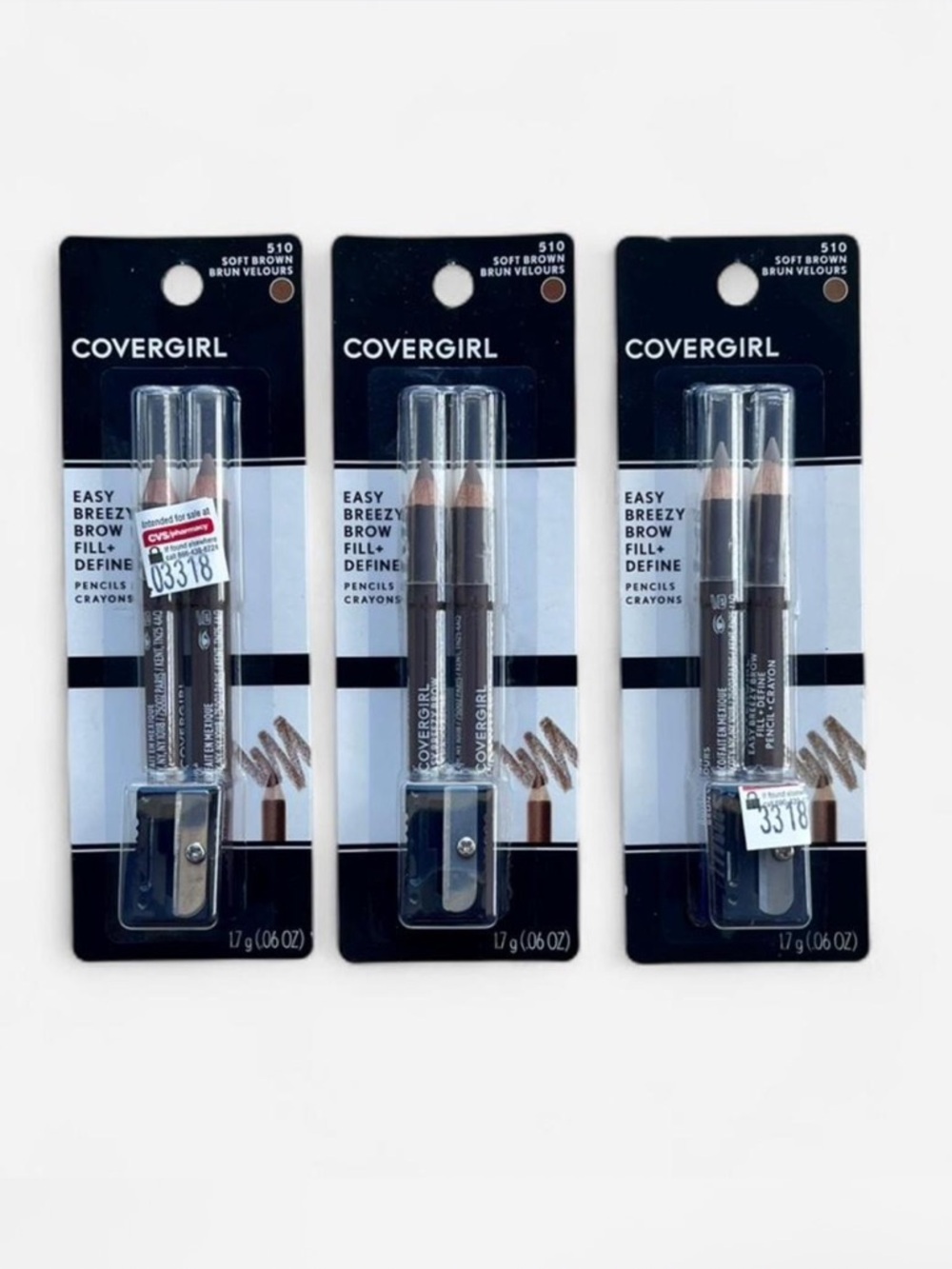 COVERGIRL Easy Breezy Brow Fill & Define Pencil Pack Bundle - Soft Brown